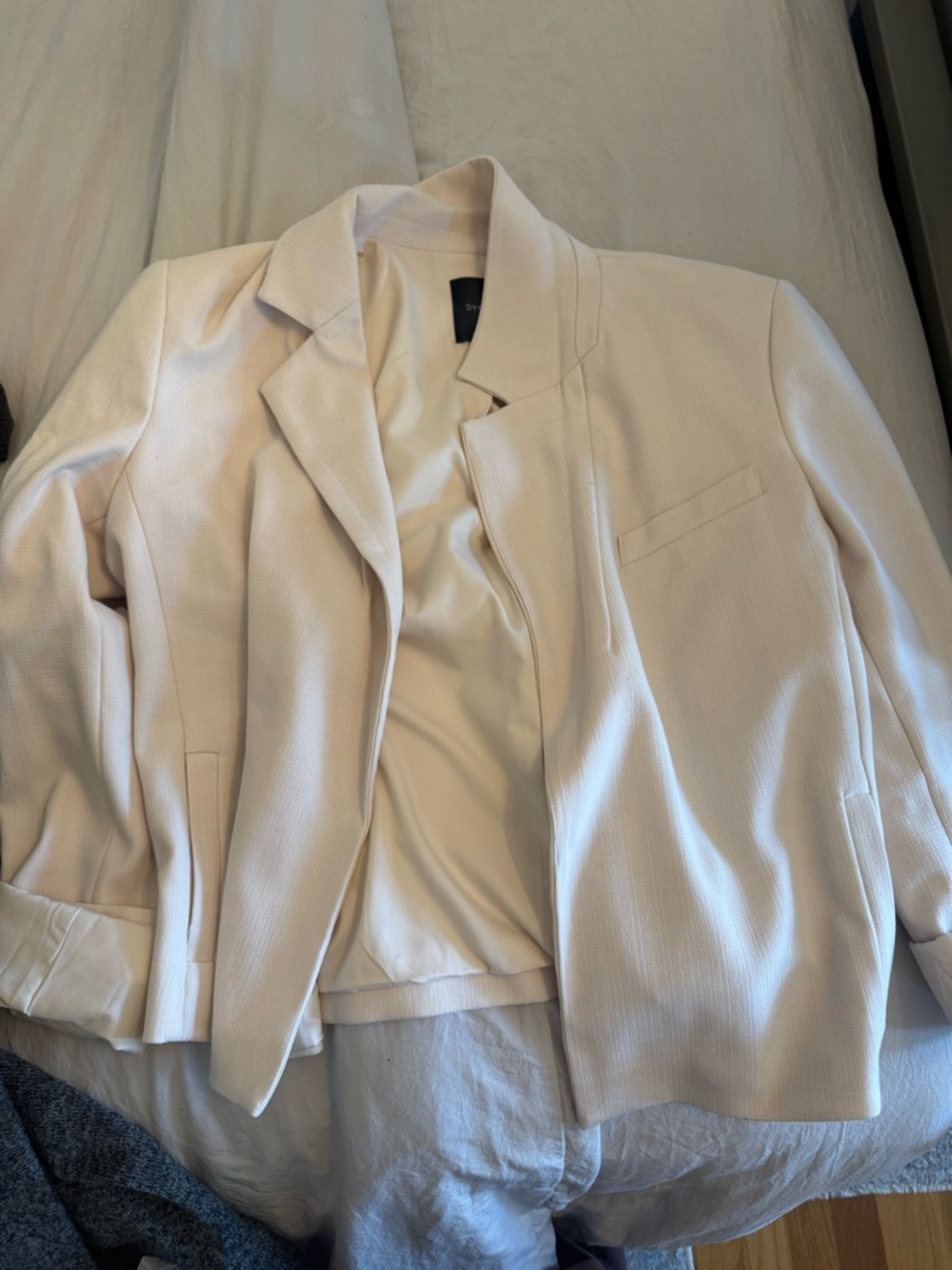 Dynamite Soft Cream Textured Blazer